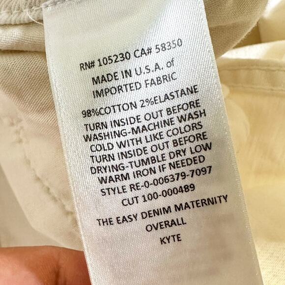 Hatch Current Elliot The Easy Denim Maternity Overall Kyte White Women 3 Large - Picture 5 of 9